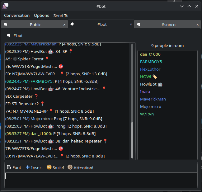 Meshcore Chat Window